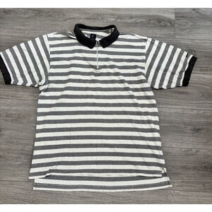 Nike Golf Polo Shirt‎ Mens XL Black White Stripe Quarter Zip Short Sleeve